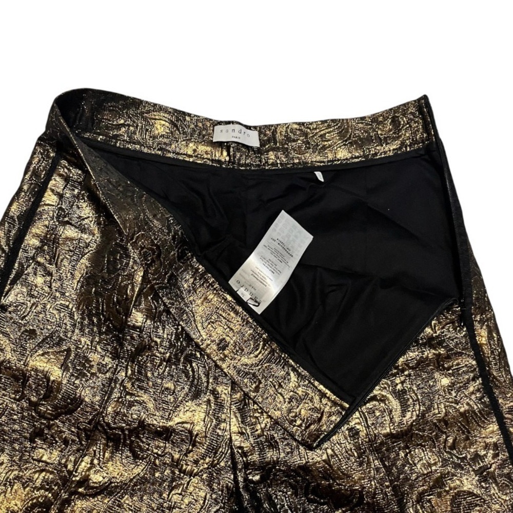 Sandro Paris Brocade Metallic Gold Pants Jacquard Dress Trousers EU 36 US 4 - Picture 3 of 7